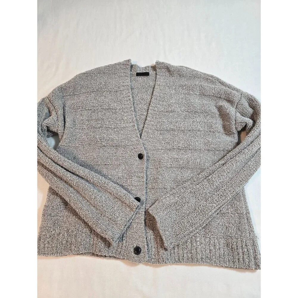 ATM Womens Boucle Cardigan Sweater waist length Button-Down Soft Knit size‎ M